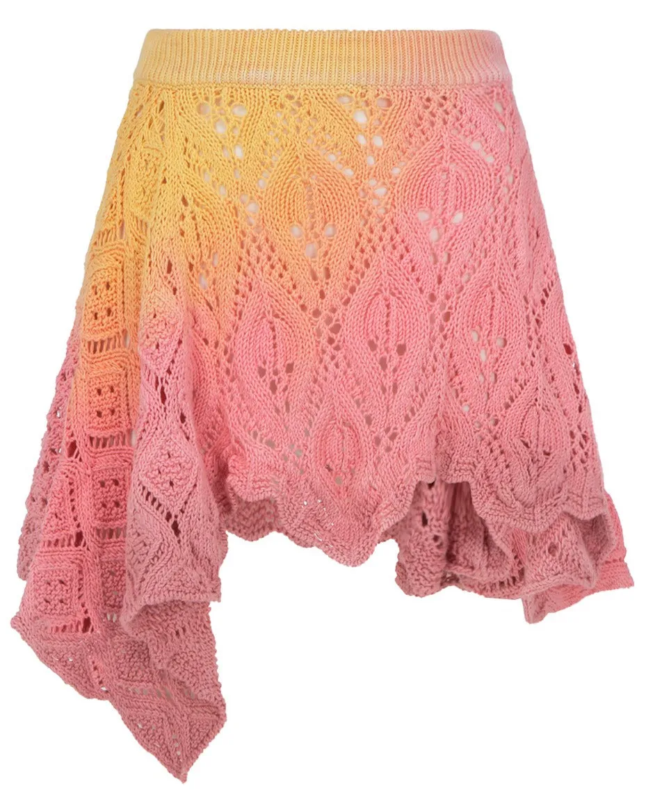 The Attico Tie-Dye Asymmetric Crochet Skirt