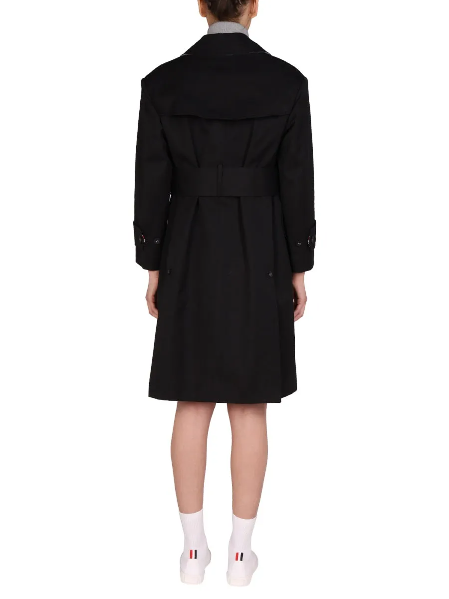 Thom Browne Belted Waist Double Breasted Coat