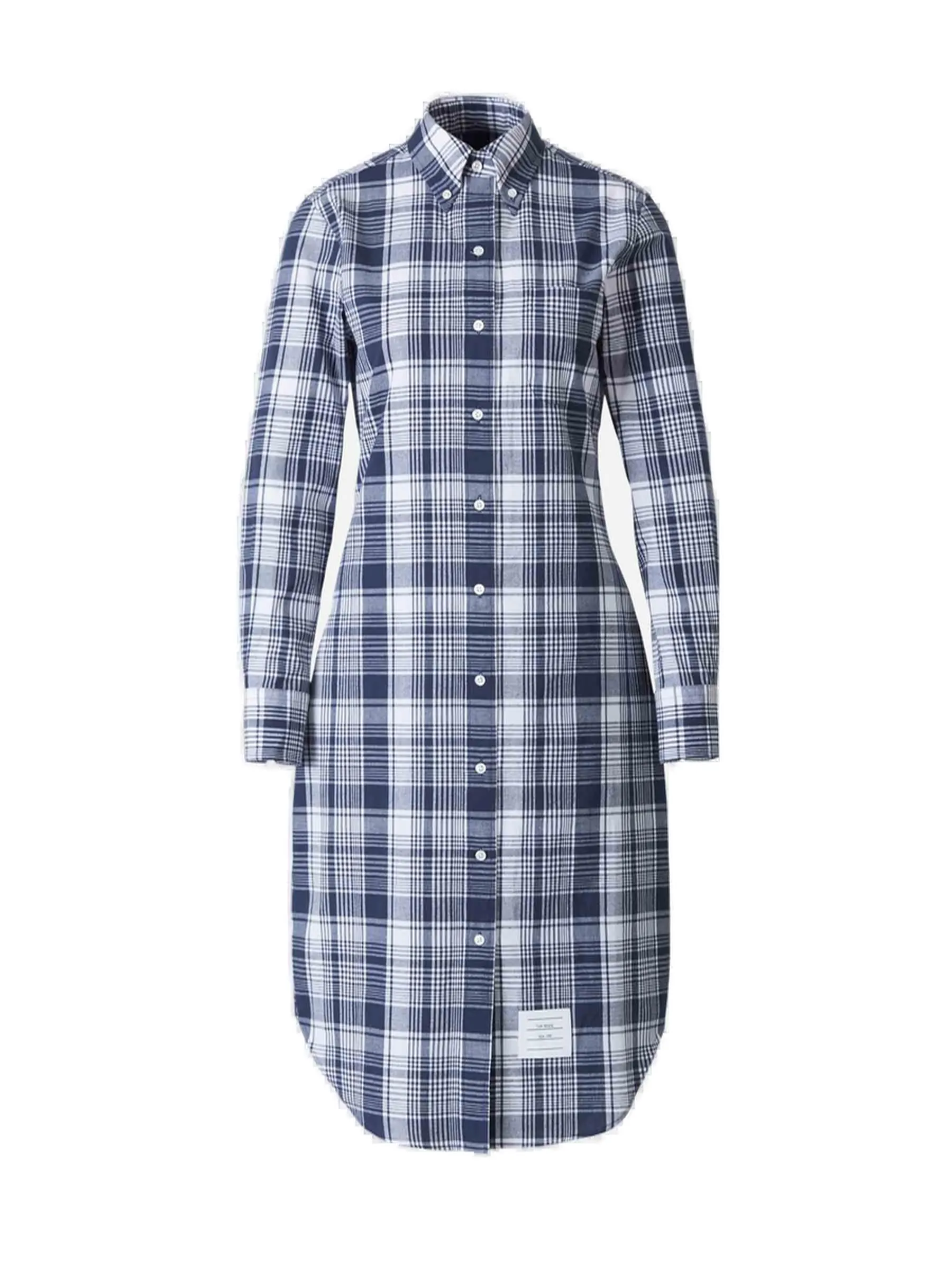 Thom Browne Checked Motif Midi Shirt Dress