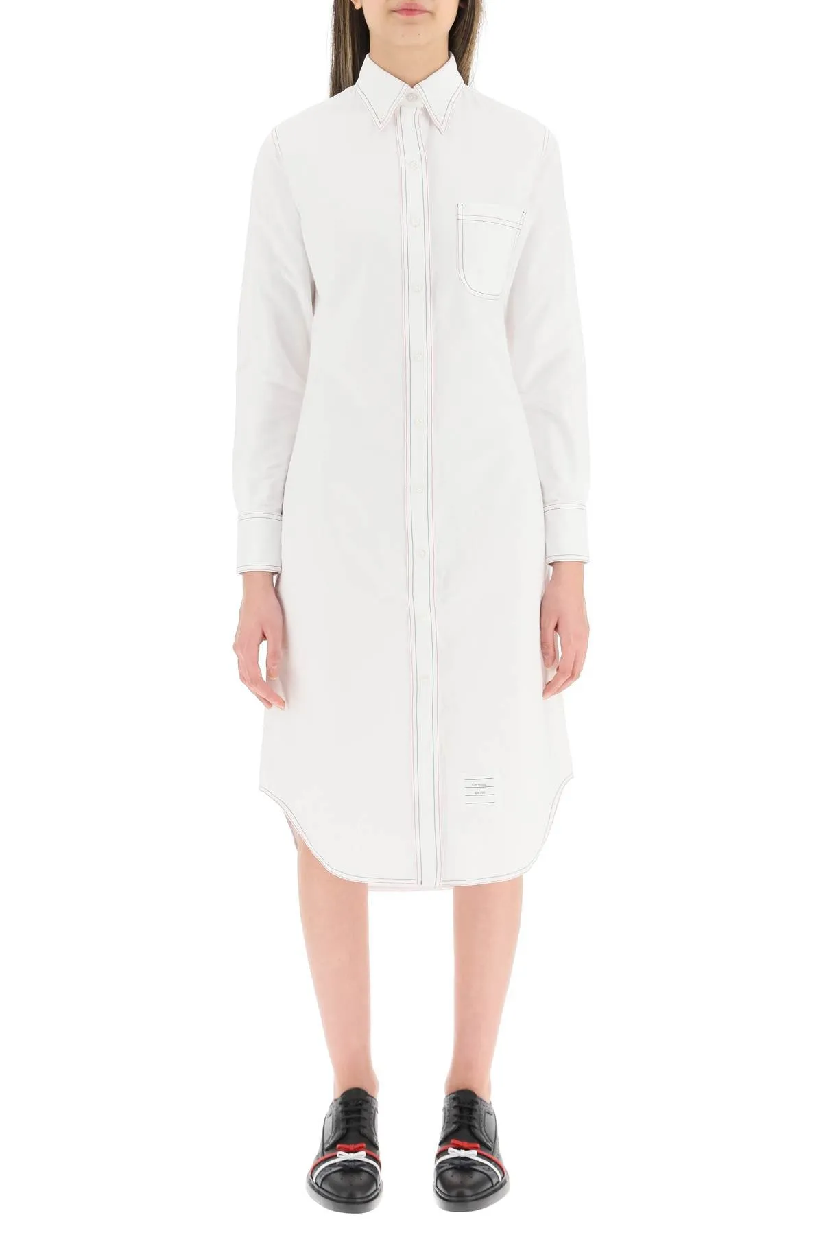 Thom Browne Stitching Long-Sleeved Shirt Dress