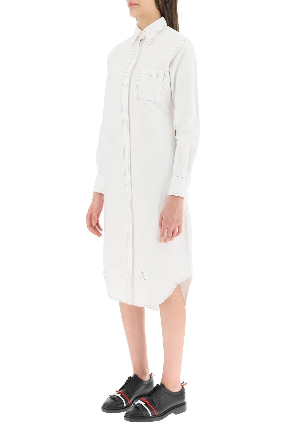 Thom Browne Stitching Long-Sleeved Shirt Dress