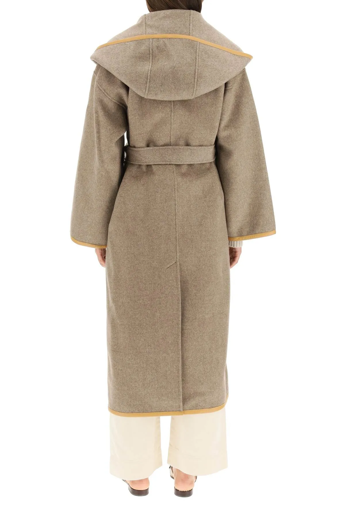Tory Burch Double-Faced Hooded Wrap Coat