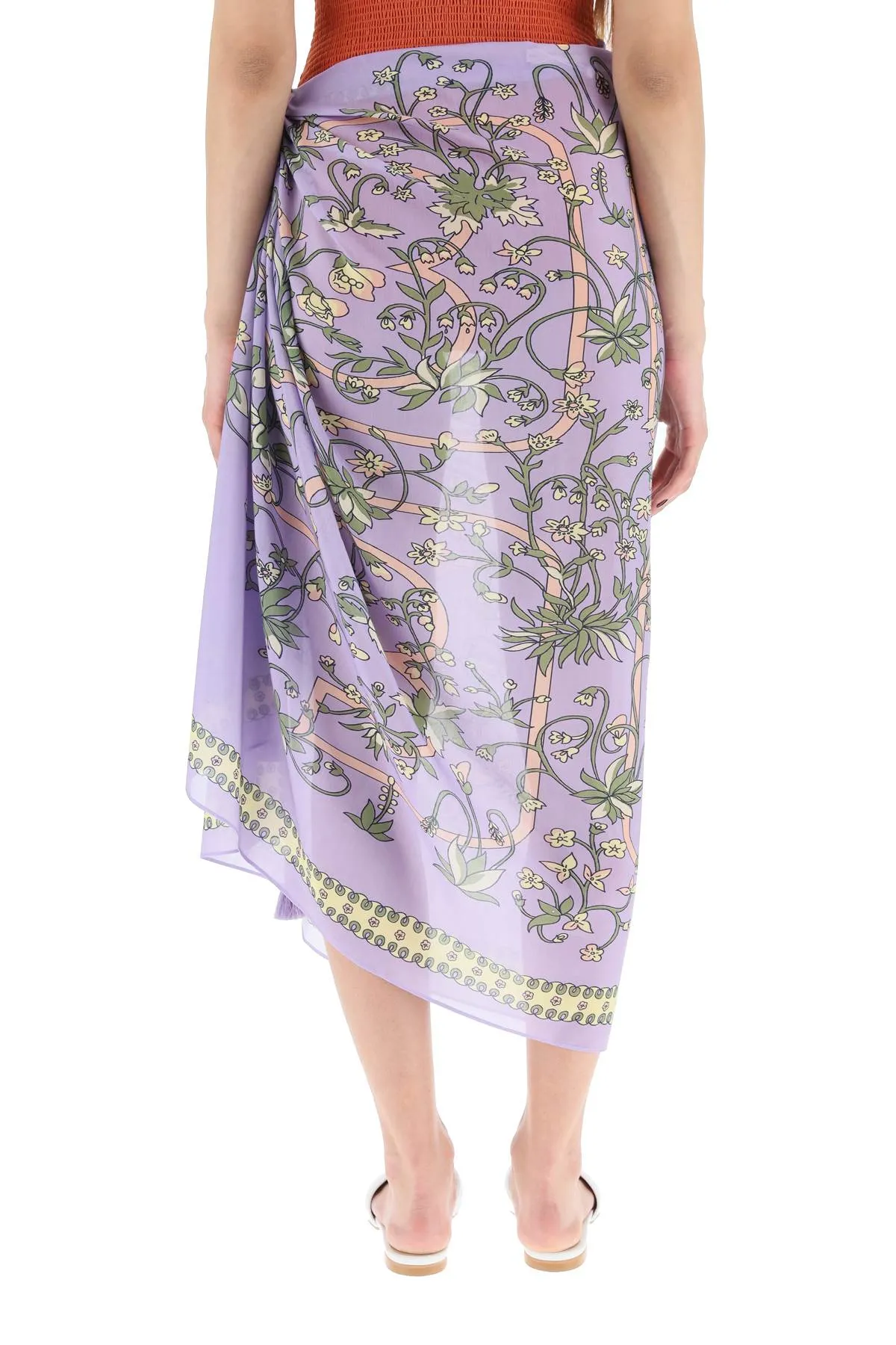 Tory Burch Floral Print Tassel Detailed Beach Skirt