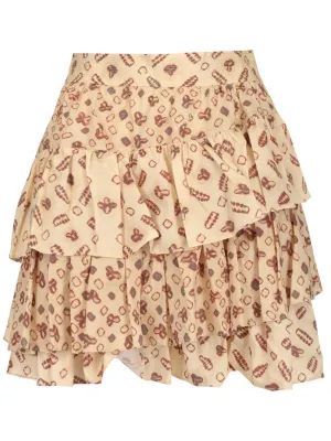 Ulla Johnson All-Over Graphic Print Ruffled Skirt