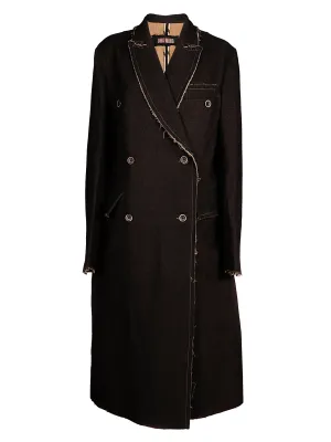 Uma Wang Frayed-Hem Double Breasted Coat