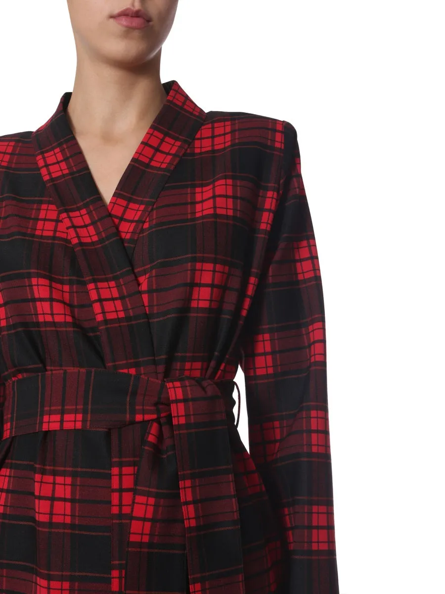Unravel Project Check Pattern Belted Dress