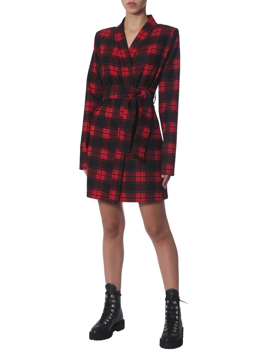 Unravel Project Check Pattern Belted Dress