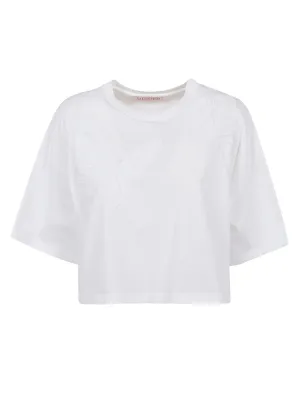 Valentino Butterfly Detailed Crewneck Cropped T-Shirt
