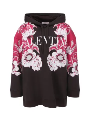 Valentino Floral Printed Long-Sleeved Hoodie