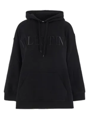 Valentino Logo Embossed Drawstring Hoodie