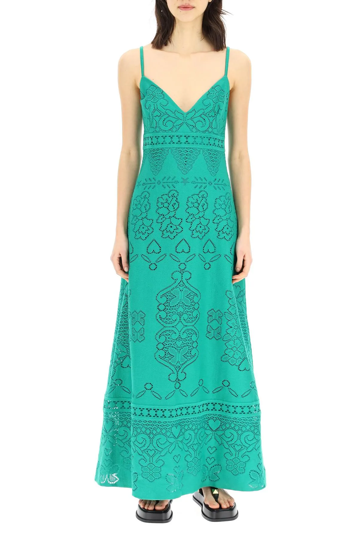 Valentino V-Neck Sleeveless Maxi Dress