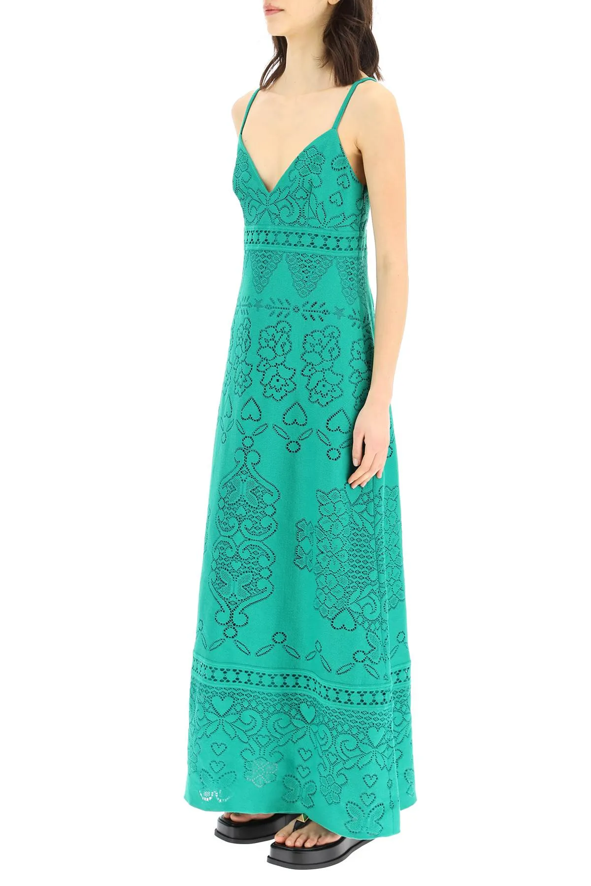 Valentino V-Neck Sleeveless Maxi Dress