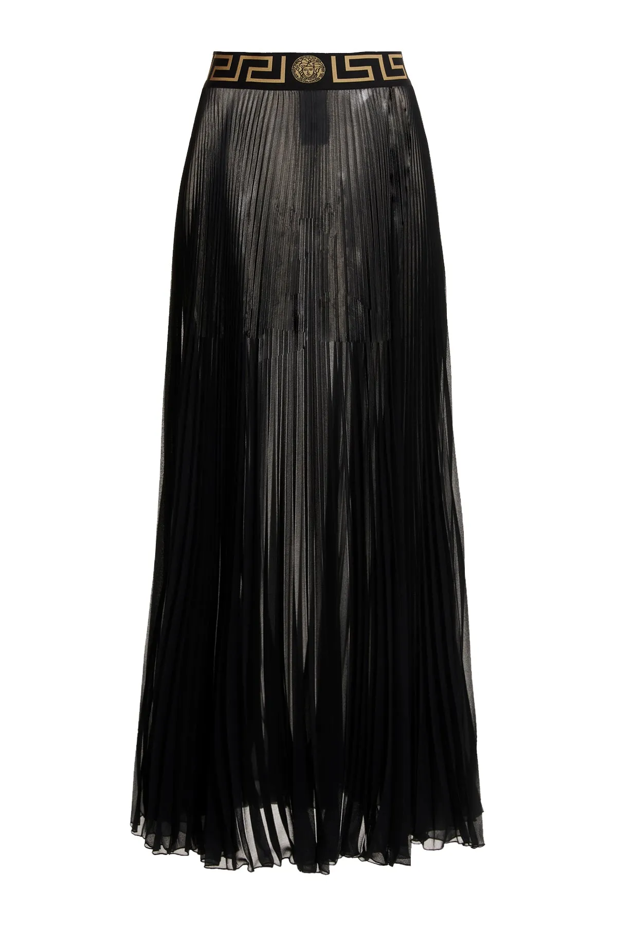 Versace Greca Border Pleated Maxi Skirt