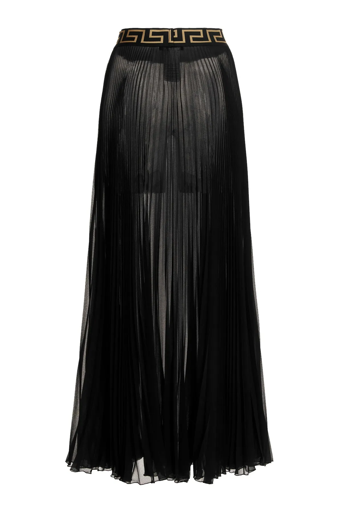 Versace Greca Border Pleated Maxi Skirt