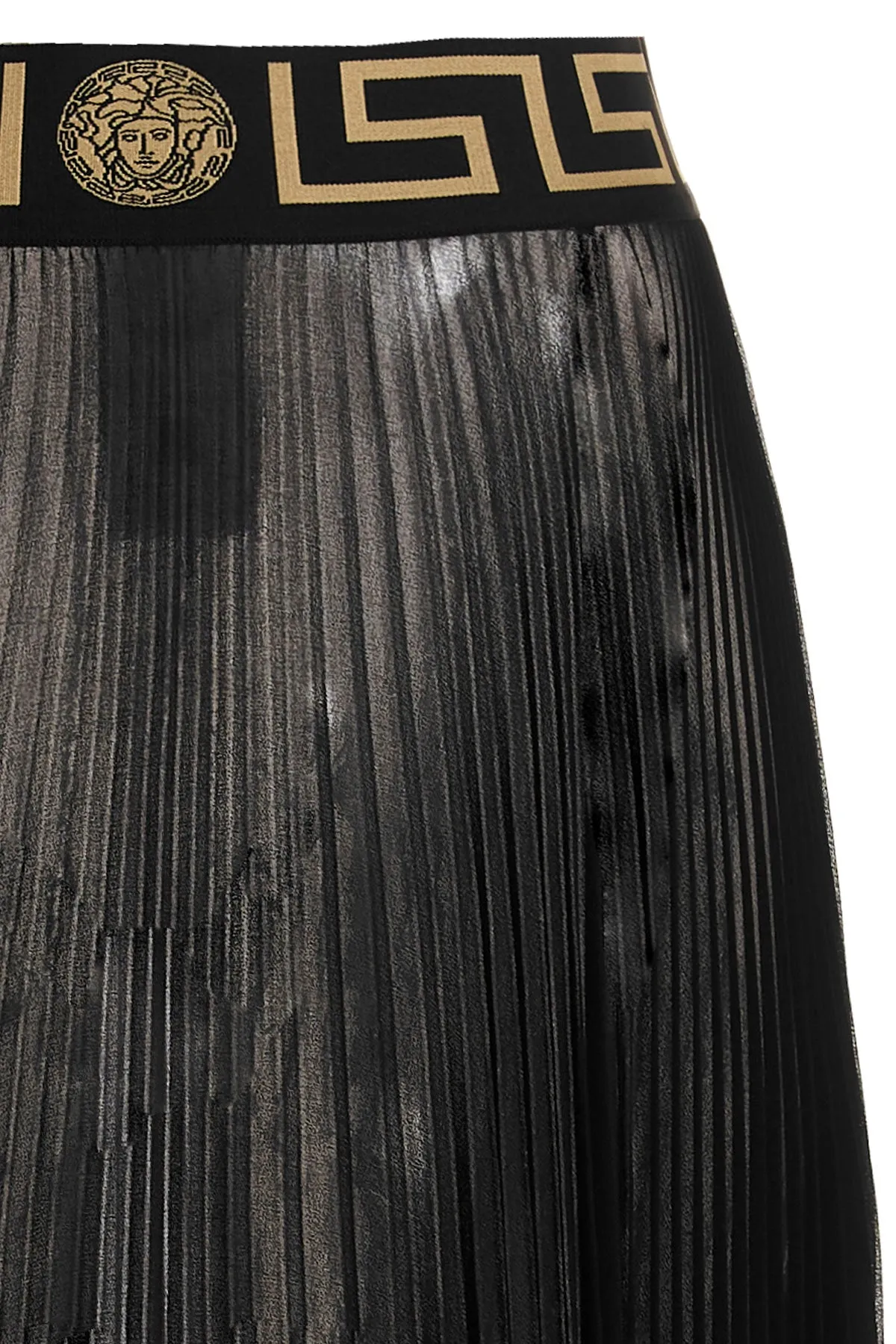 Versace Greca Border Pleated Maxi Skirt