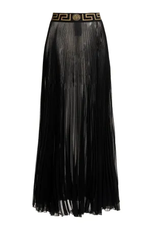 Versace Greca Border Pleated Maxi Skirt