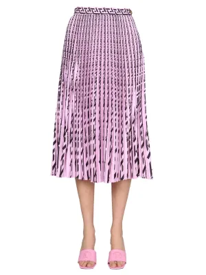 Versace High Waist La Greca Pleated Midi Skirt