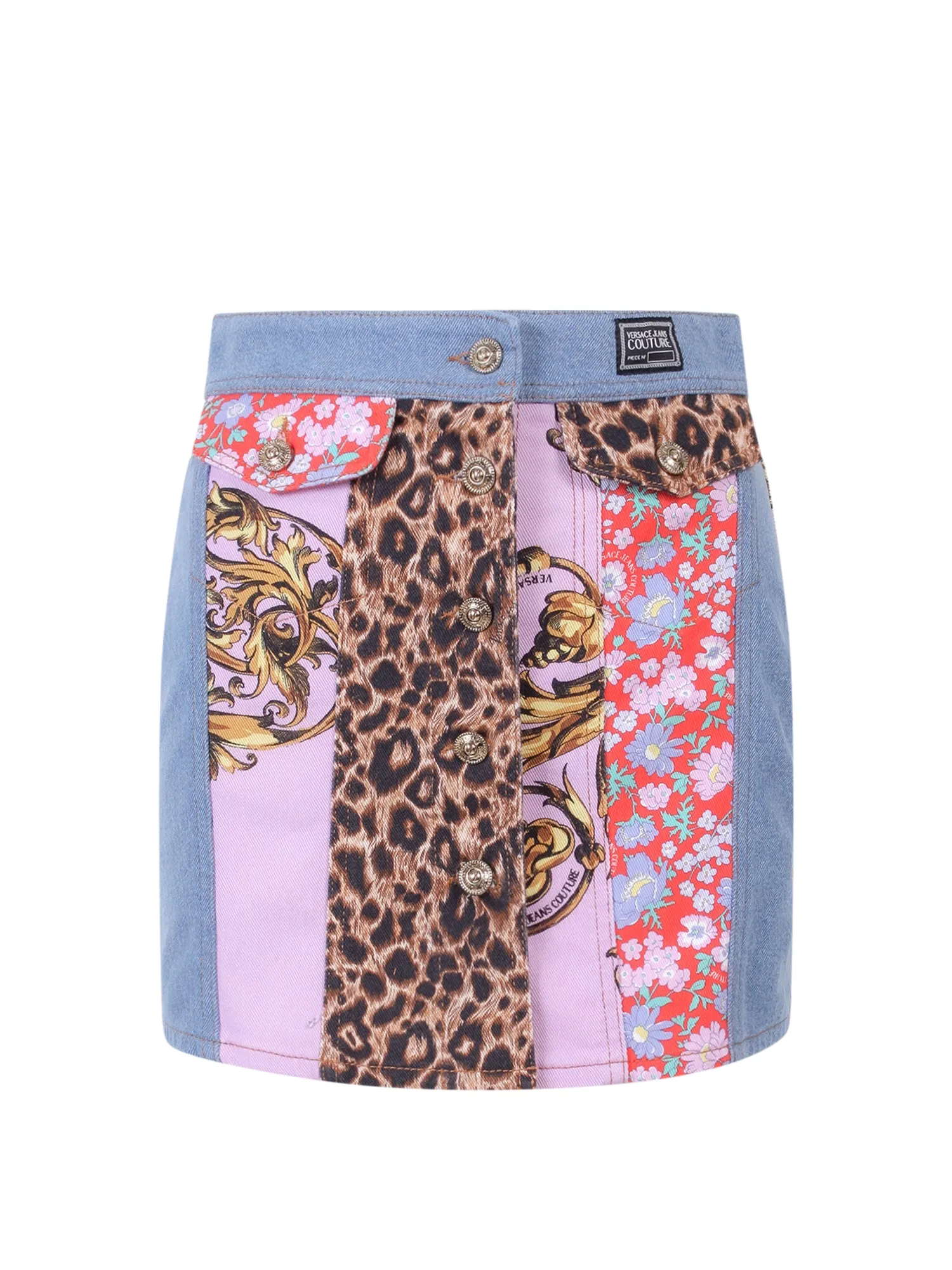 Versace Jeans Couture Baroque-Panelled Buttoned Skirt