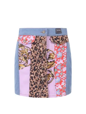 Versace Jeans Couture Baroque-Panelled Buttoned Skirt