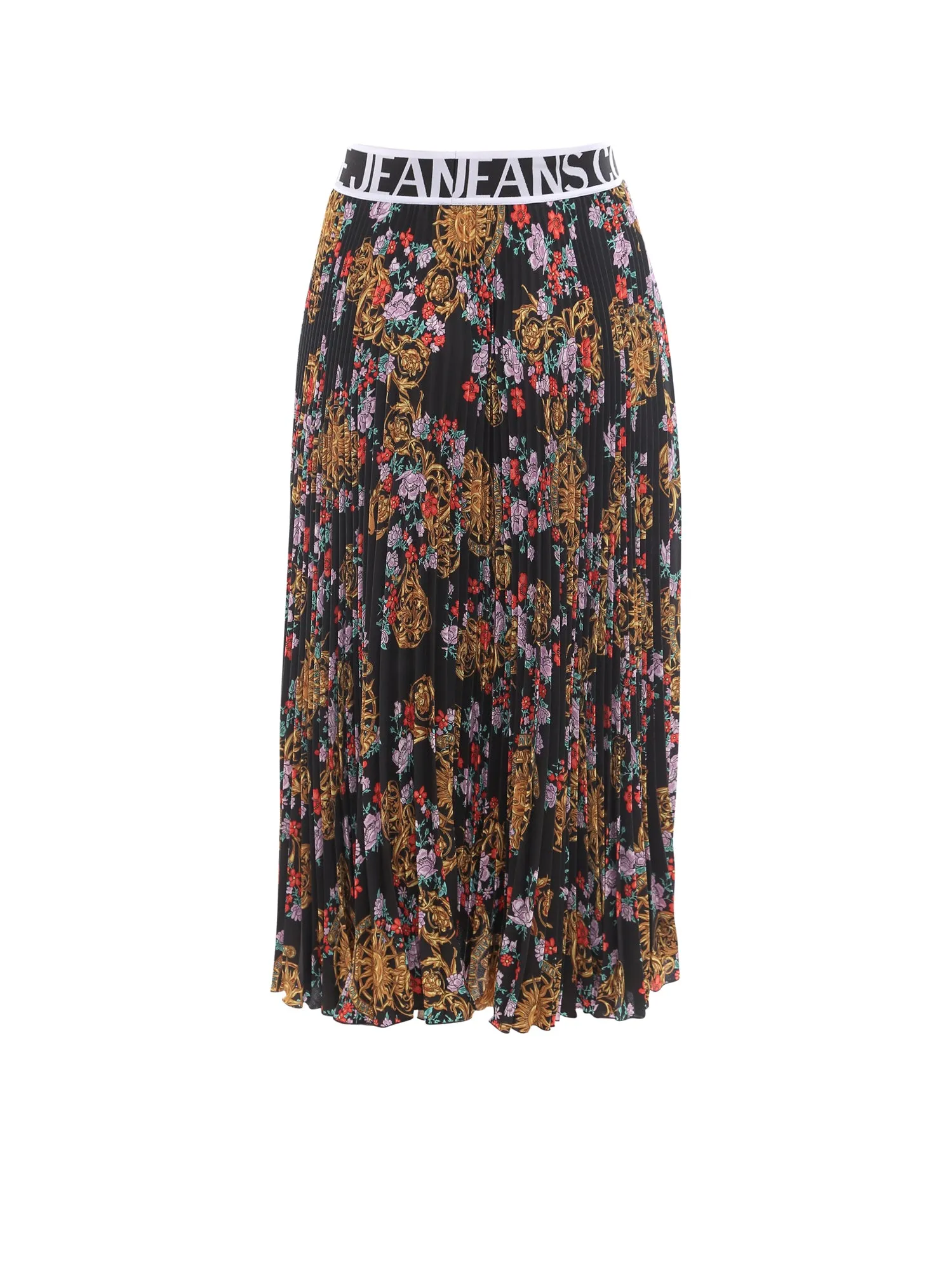 Versace Jeans Couture Baroque Print Pleated Midi Skirt