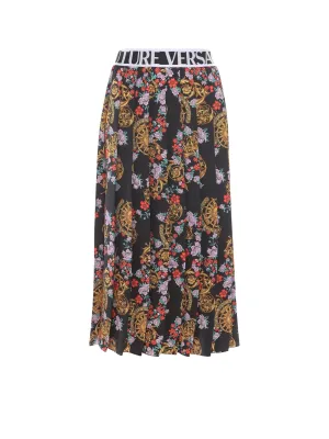 Versace Jeans Couture Baroque Print Pleated Midi Skirt