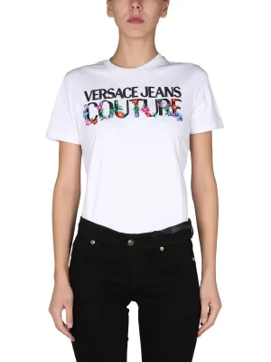 Versace Jeans Couture Floral Embroidered Crewneck T-Shirt