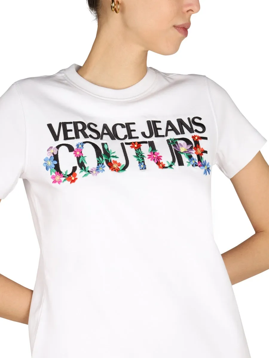 Versace Jeans Couture Logo Embroidered Crewneck T-Shirt Dress