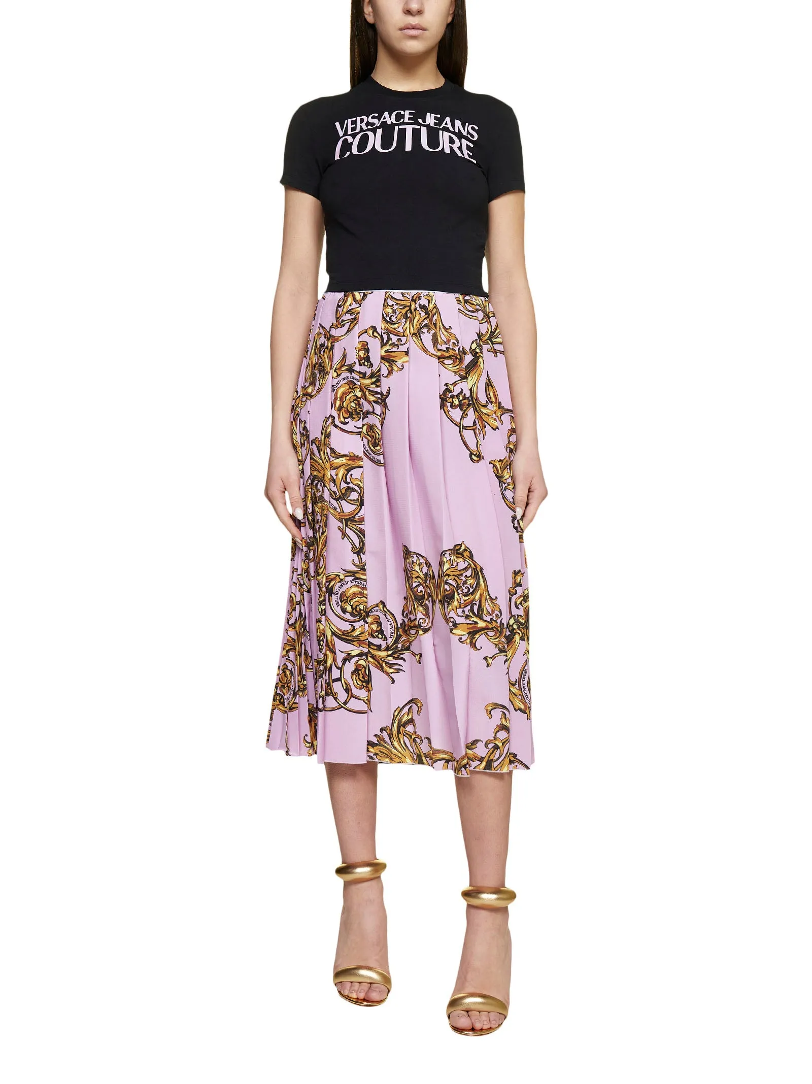 Versace Jeans Couture Logo Printed Cropped T-Shirt