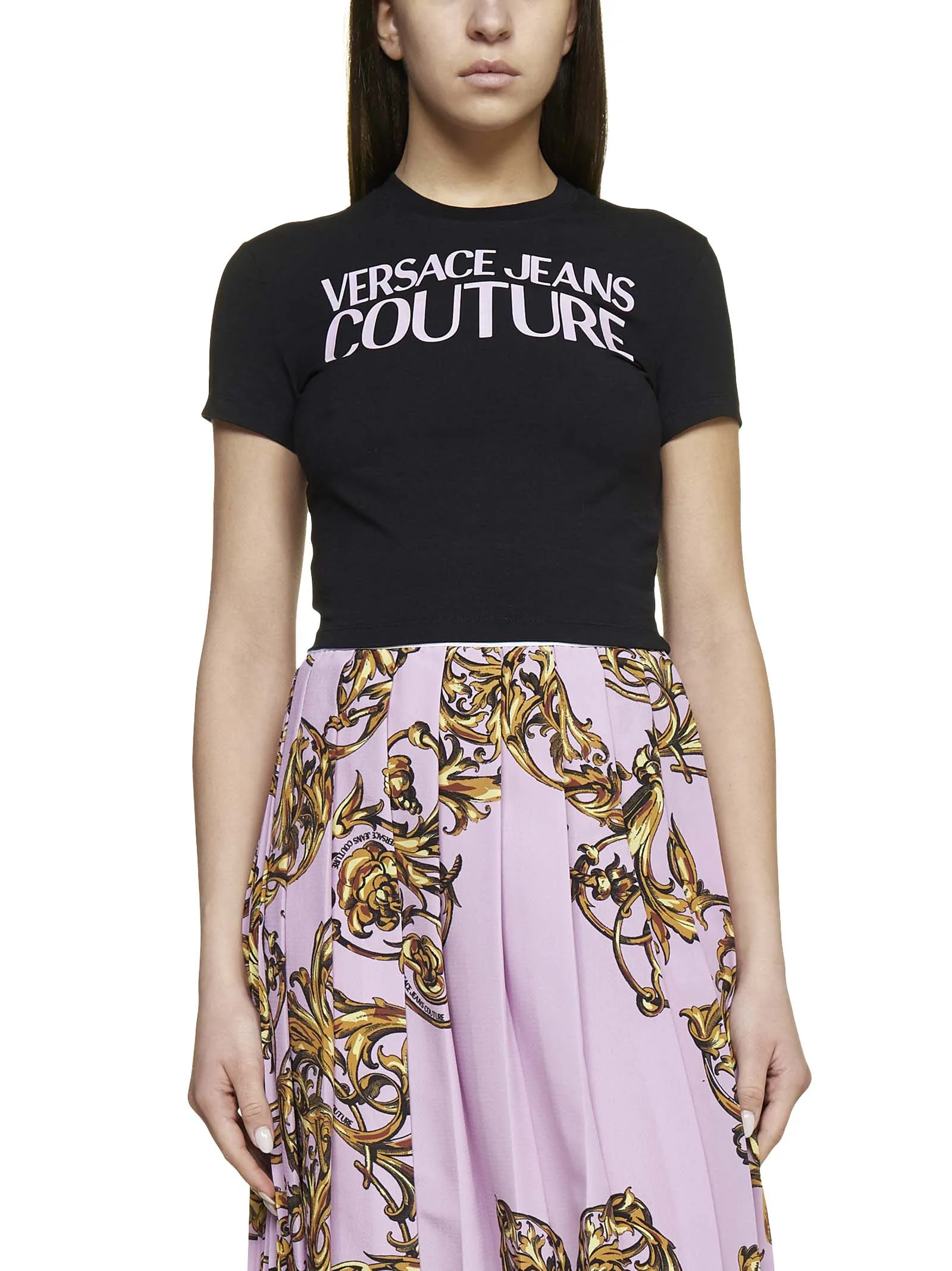 Versace Jeans Couture Logo Printed Cropped T-Shirt