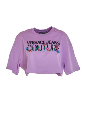 Versace Jeans Couture Logo Printed Cropped T-Shirt