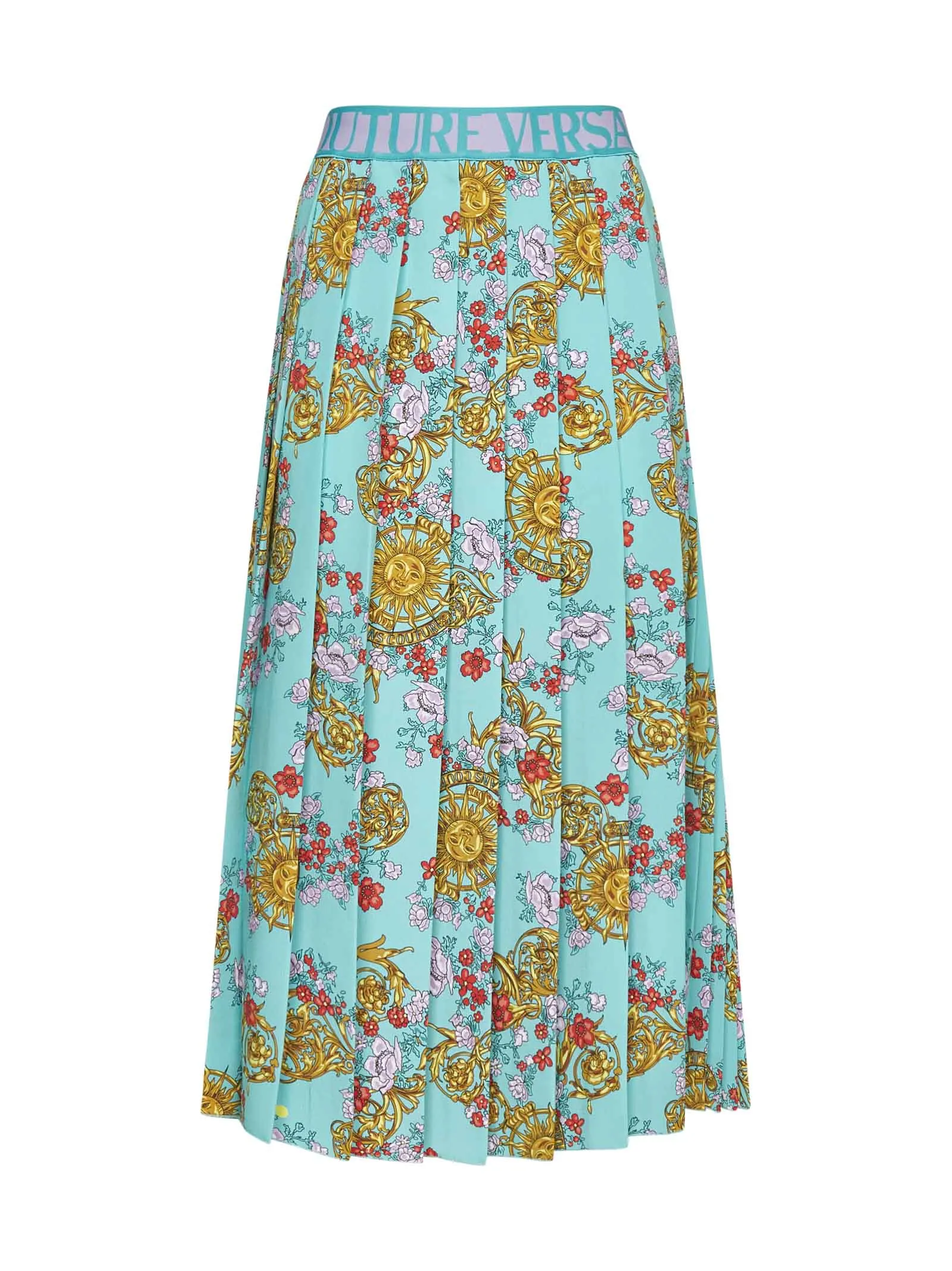 Versace Jeans Couture Motif Print Pleated Midi Skirt