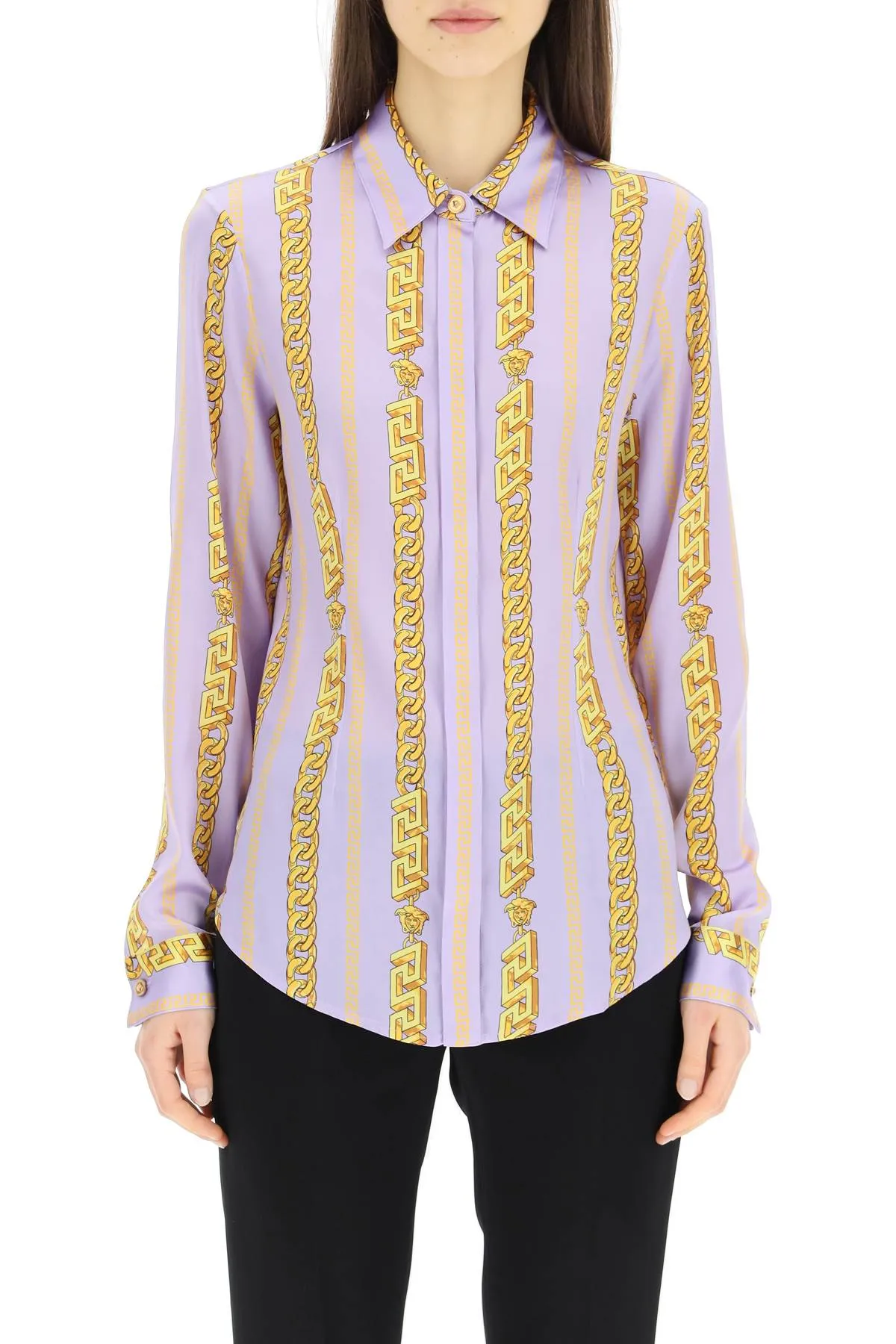 Versace La Greca Chain-Link Printed Shirt