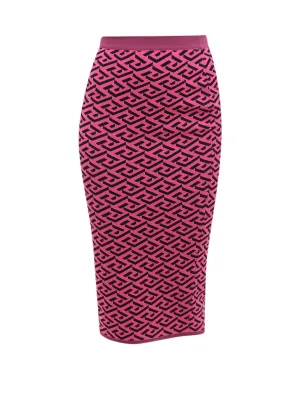 Versace La Greca Pattern High Waist Knitted Skirt