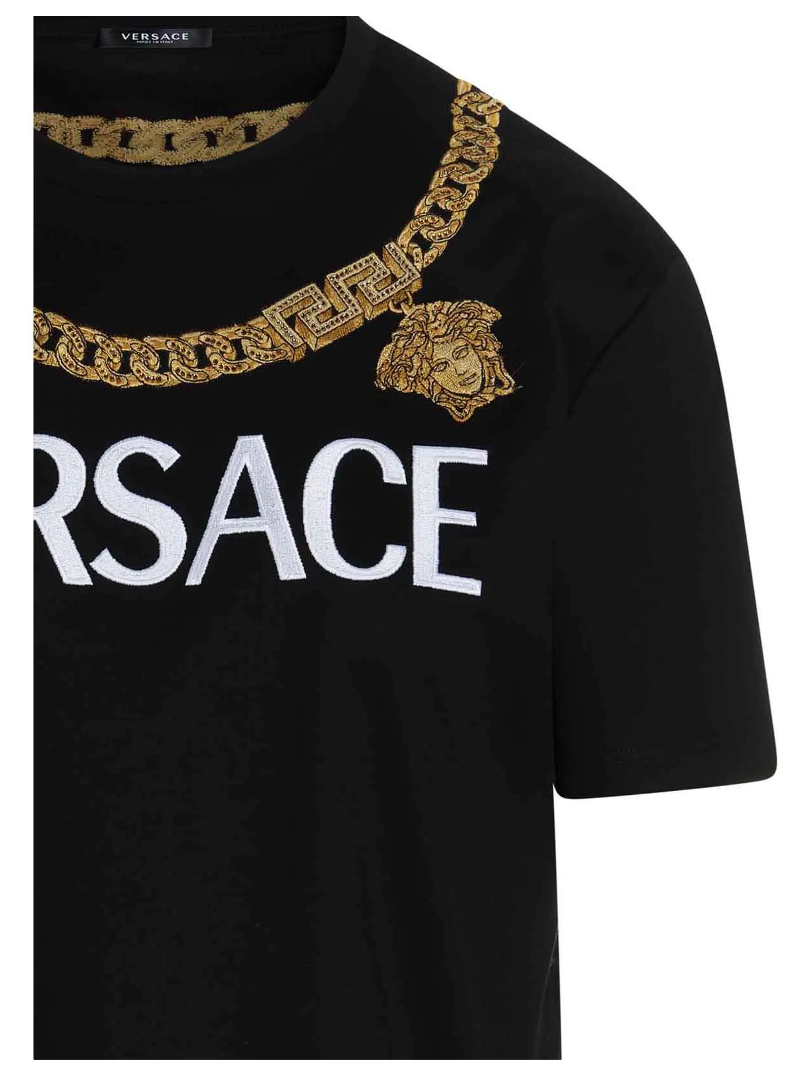 Versace Medusa Chain Logo Printed Crewneck T-Shirt