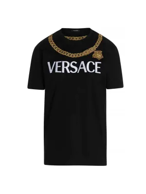 Versace Medusa Chain Logo Printed Crewneck T-Shirt