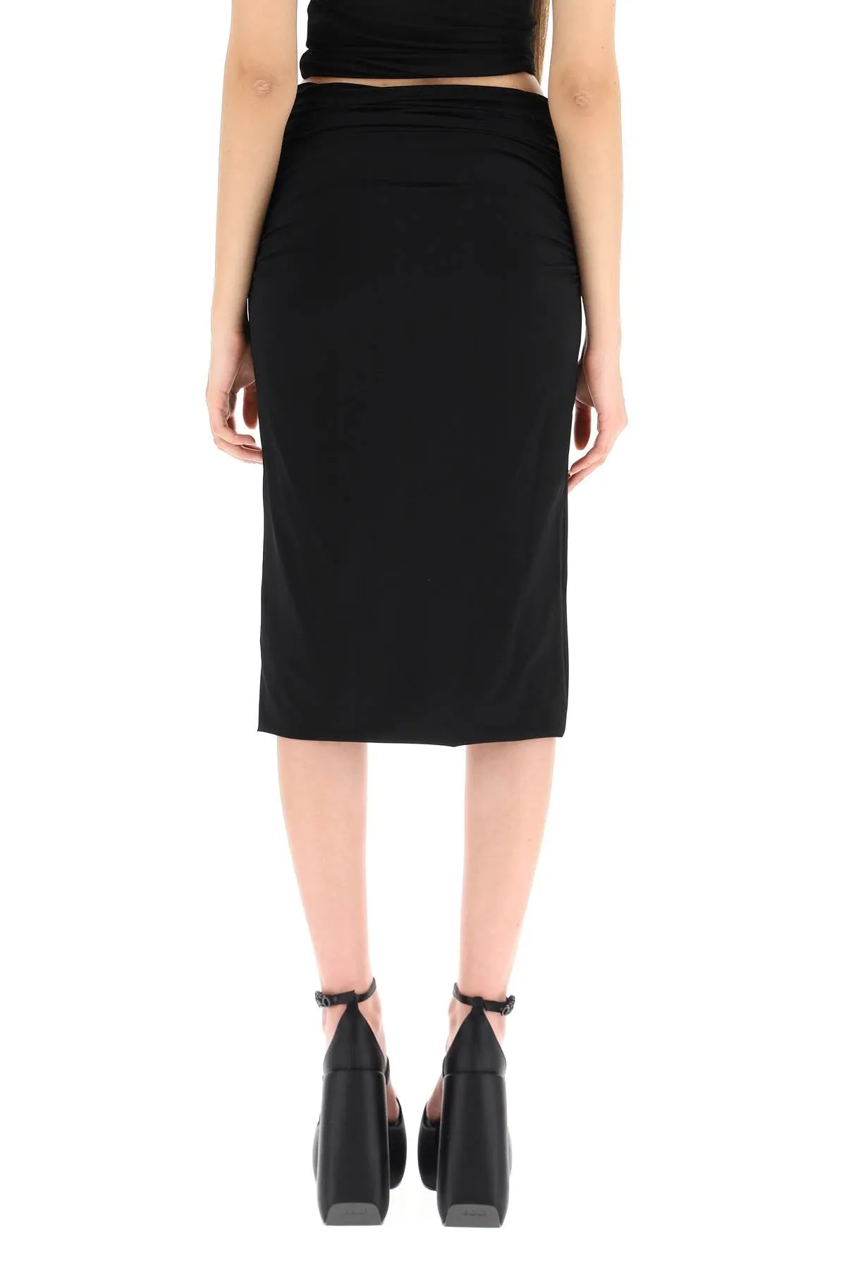 Versace Safety-Pin High Waist Ruched Skirt