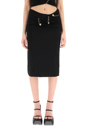 Versace Safety-Pin High Waist Ruched Skirt