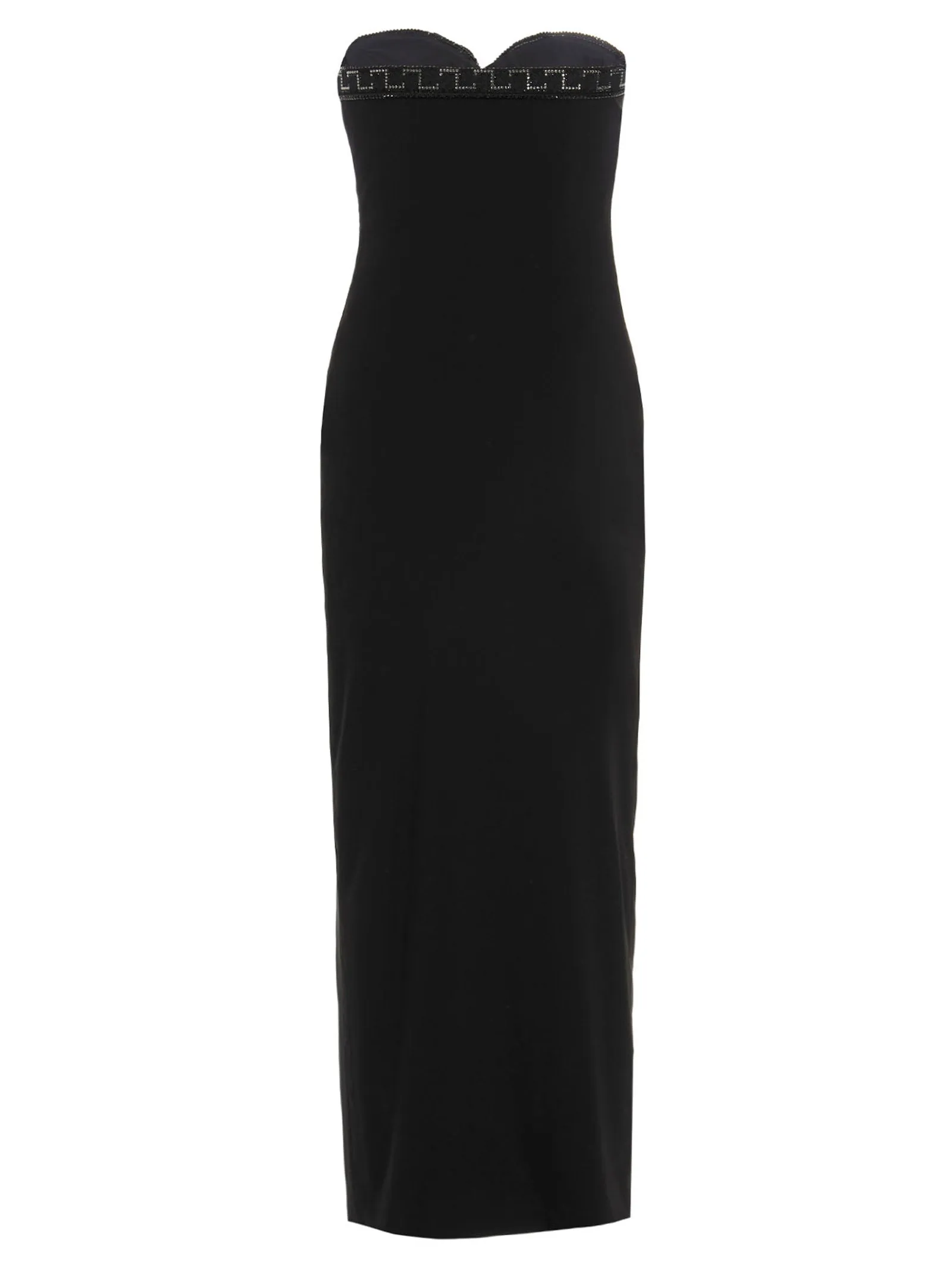 Versace Safety-Pin Strapless Midi Dress