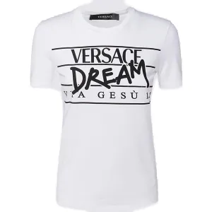 Versace Slogan Printed Straight Hem T-Shirt