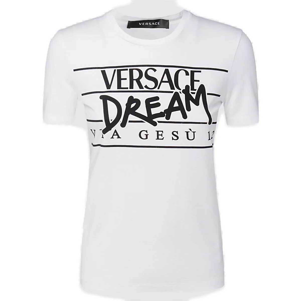 Versace Slogan Printed Straight Hem T-Shirt