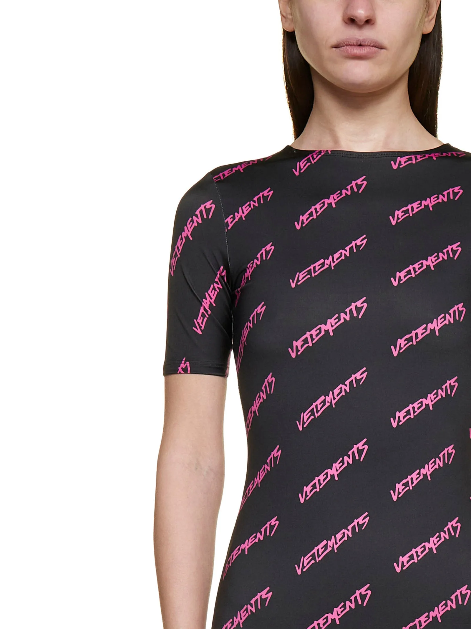 Vetements All-Over Logo Printed T-Shirt Dress