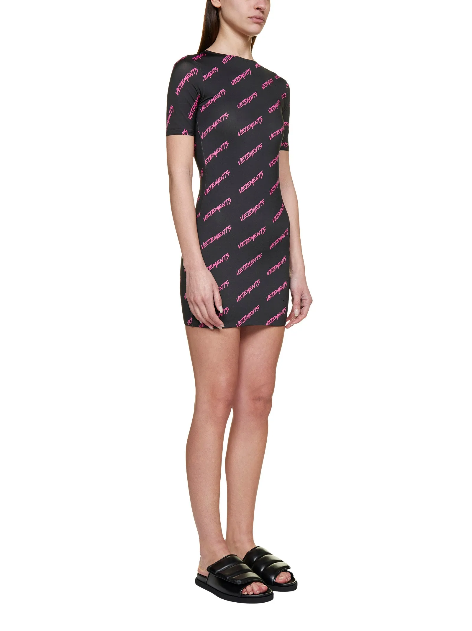 Vetements All-Over Logo Printed T-Shirt Dress