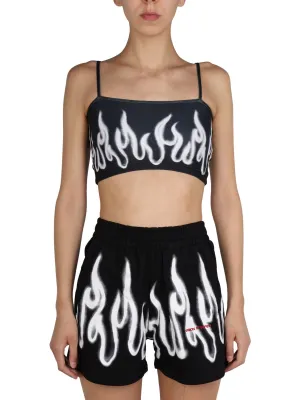 Vision Of Super Flame Print Cropped Top