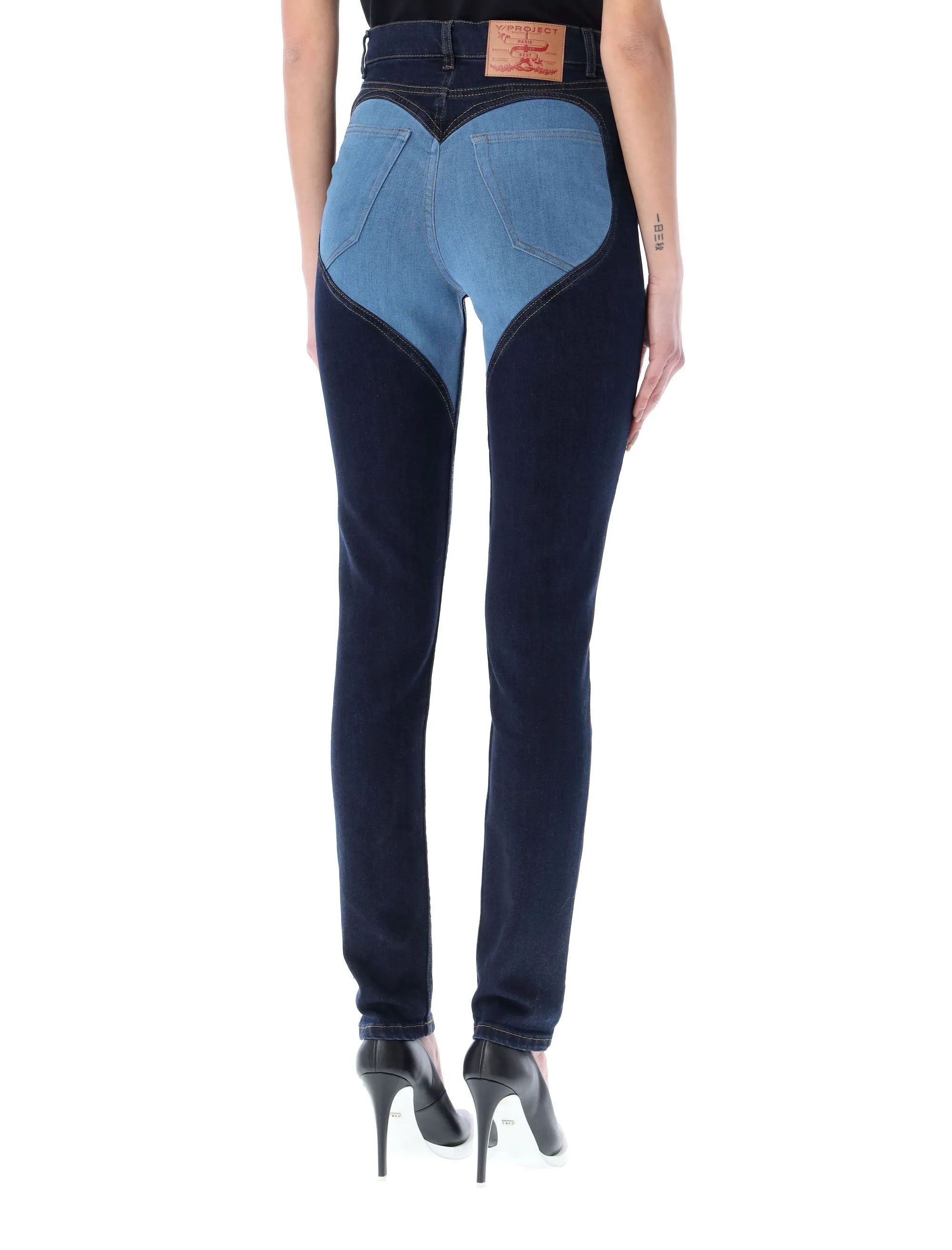 Y/Project Heart Stretch Denim Leggings