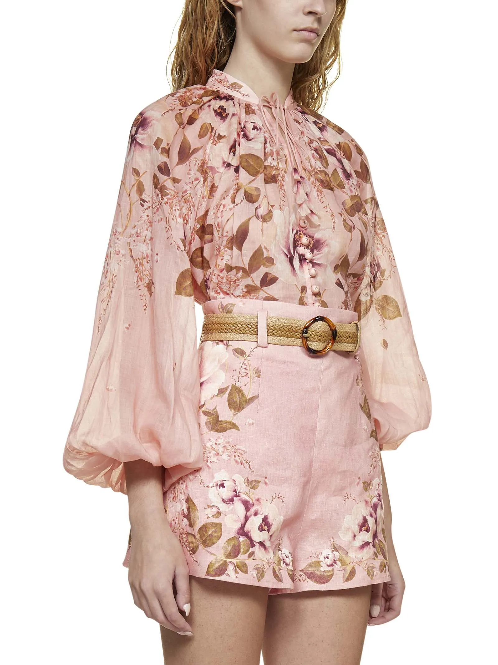 Zimmermann Floral Printed High Waist Shorts