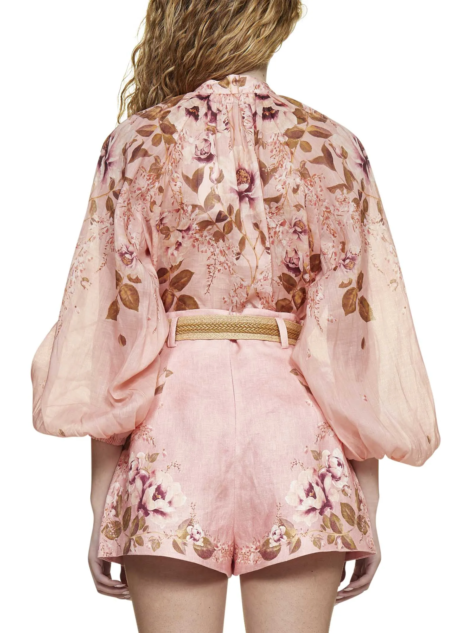 Zimmermann Floral Printed High Waist Shorts
