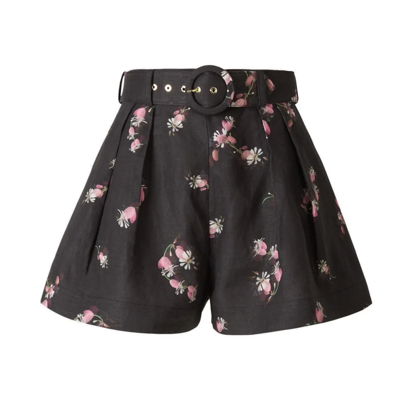 Zimmermann Floral-Printed Pleated Flared Shorts