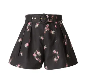 Zimmermann Floral-Printed Pleated Flared Shorts