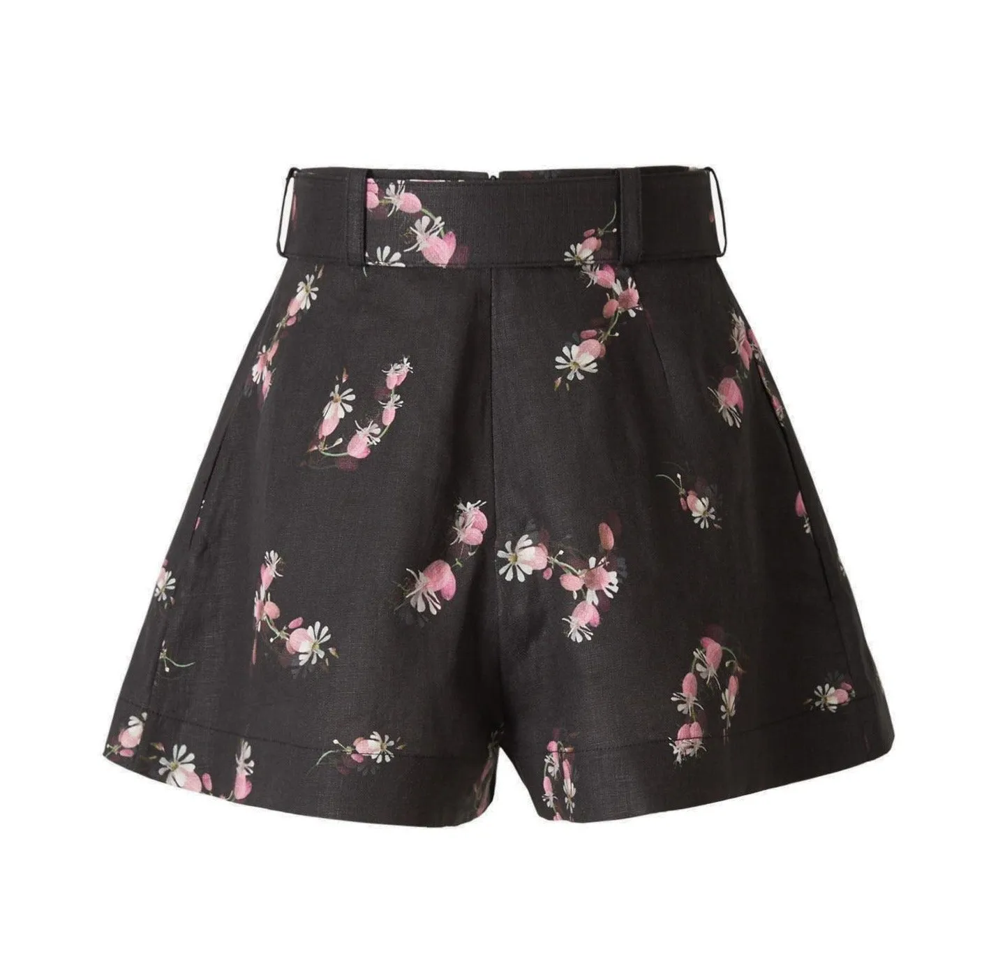 Zimmermann Floral-Printed Pleated Flared Shorts