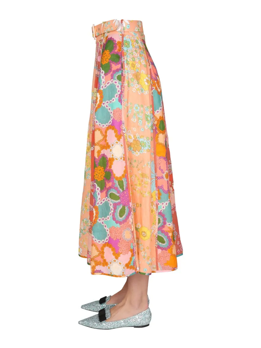 Zimmermann Lola Floral Printed Midi Skirt